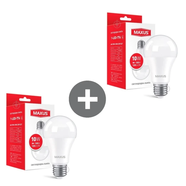 Набір LED ламп Maxus A60 10W нейтральне світло E27 (по 2 шт.) (2-LED-776)