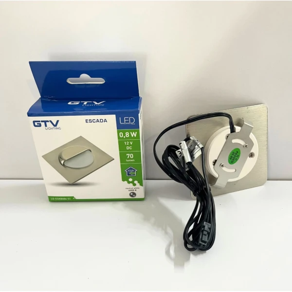 Світильник сходовий GTV LED ESCADA 0,8W, 4000K, DC 12V, IP20, квадратний, закритий