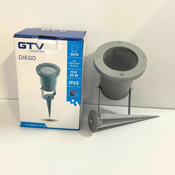 Светильник садовый GTV Diego, GU10, max.35W, IP65, серый