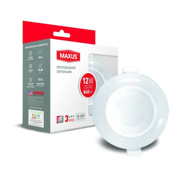 Розумний світильник MAXUS 3-step 12W IP44 (змінні яскравість і колір) круг