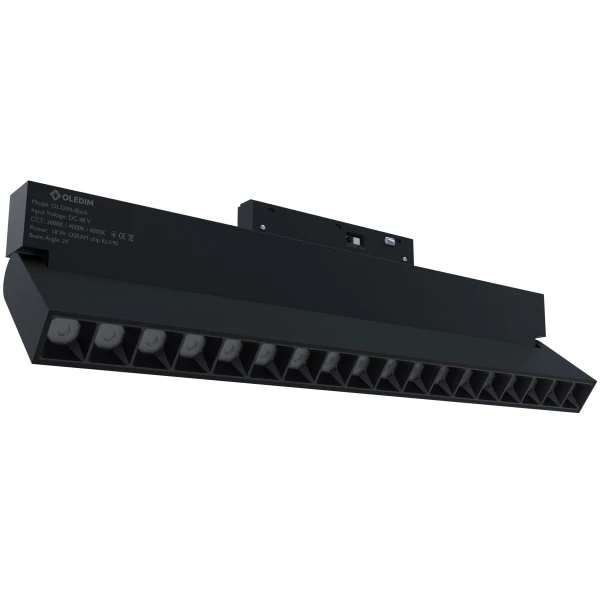 Магнитный трековый светильник поворотный черный OLEDIM OL329A 18W 3CCT (3000K/4000K/6000K)
