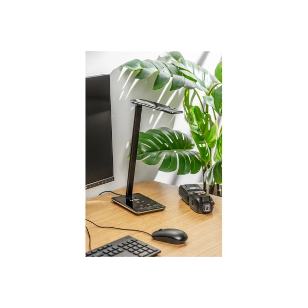 Настільна лампа з індукційною зарядкою GTV Tritton, 6W, 4-CCT, USB, Чорна, працює від power bank (LB-TRIT6W-10-DEC)