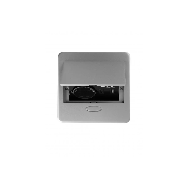 Вбудована меблева розетка GTV AVARO, 1x розетка Schuko, USB A+C, кабель 1,5 м, срібний (AE-PB1SAVA-53N)