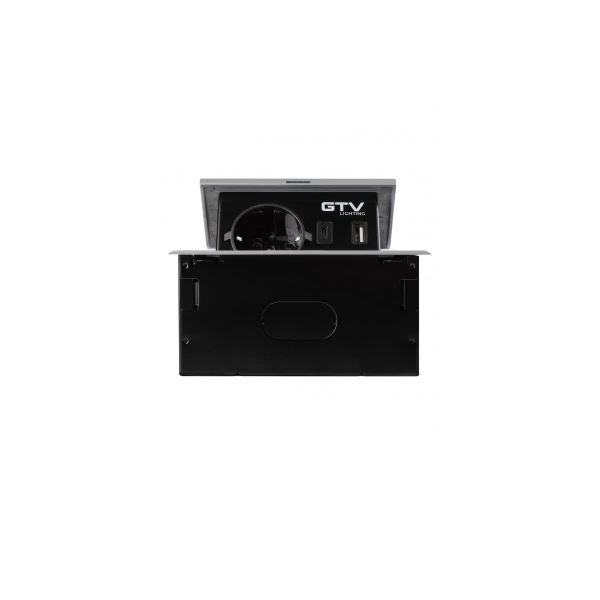 Вбудована меблева розетка GTV AVARO, 1x розетка Schuko, USB A+C, кабель 1,5 м, срібний (AE-PB1SAVA-53N)