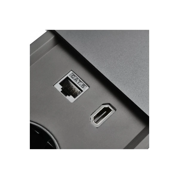 Подовжувач вбудований GTV PRESTINO, 2x роз. schuko, USB A+C, RJ45, HDMI, 1,5 м, чорний