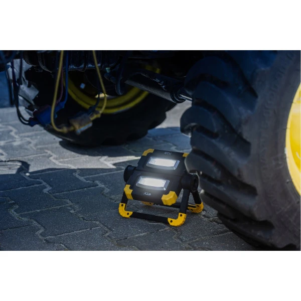 Прожектор акумуляторний GTV WORKY, 2x10W, 6400K, Powerbank 5000mAh, 5V, 1A, USB-C, IP44 (LD-WORKY-2X10W-64)