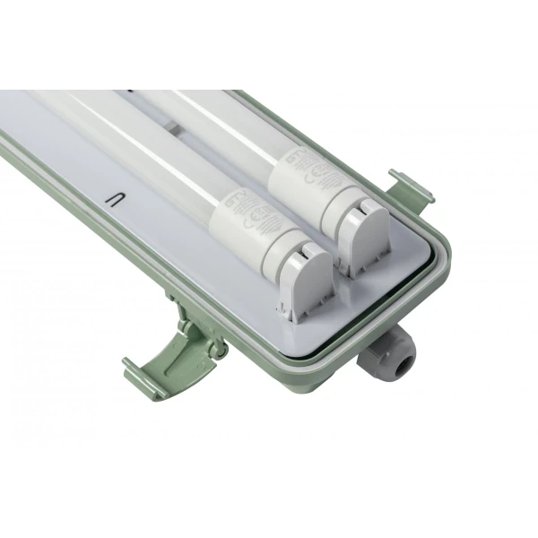 Герметичний світильник GTV HELIOS BIS 125х11см, T8, G13, AC220-240V, 50/60Hz, IP65, ABS/PS, сірий