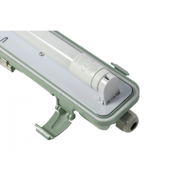 Герметичний світильник GTV HELIOS BIS 130х7см, T8, G13, AC220-240V, 50/60Hz, IP65, ABS/PS, сірий