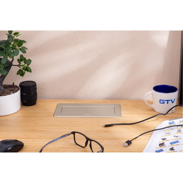 Мебельная розетка MULTISOFT, 2хSHUKO, USB A+C, RJ45, кабель 1.5 м, алюминий