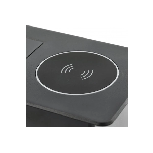 Мебельная розетка AVARO PLUS, 1хSHUKO, USB A+C, индукционное зарядное устройство 5 Вт, кабель 1.5 м, черный