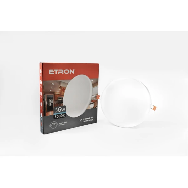 Світлодіодний врізний світильник Etron 36W 5000К ІР20 круг