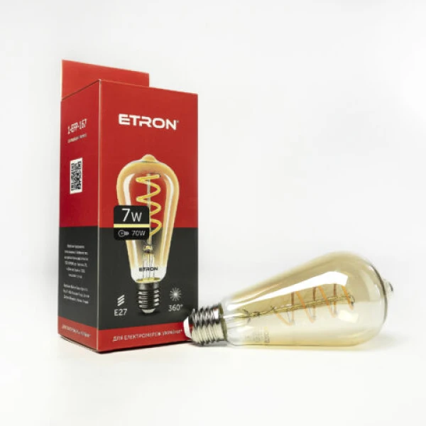 Светодиодная лампа ETRON Filament 1-EFP-167 ST64 Vintage E27 7W 2700K золото