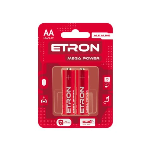 Батарейки комплект ETRON Mega Power AA (LR6) 2 шт.
