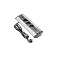 Подовжувач для офісу GTV AE-PBKT3S2U-80, кутовий, 3 x гнізда SCHUKO, 2xUSB 2.1A 5V, срібний