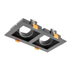 Світильник точковий GTV RUBIO, 187x102mm, IP20, квадратний, подвійний, чорний (пластик) (OP-RUBIOKW2-00)