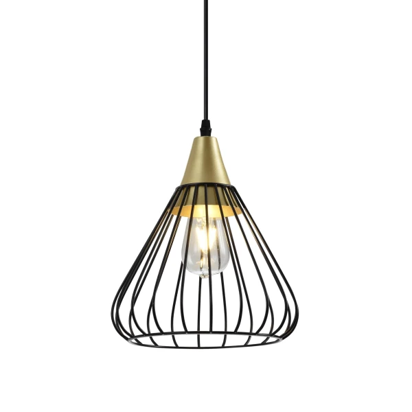 Підвісний світильник GTV decor TESS, E27, IP20, d24cm, чорний/золотий (OS-TESS-11-DEC)