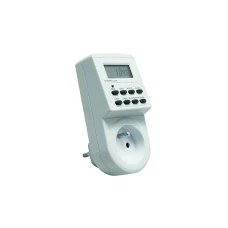 Таймер часу електронний тижневий GTV, max.3500W, IP20, розетка SCHUKO, білий корпус