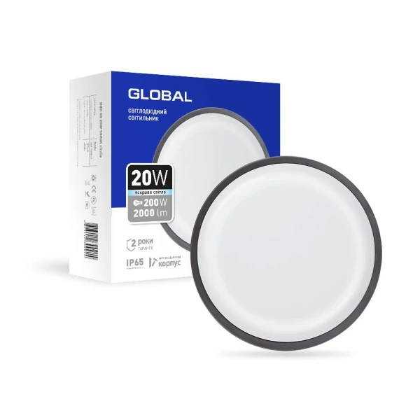Антивандальний LED-світильник GLOBAL 1-GBH-08-2050-C 20W 5000K 