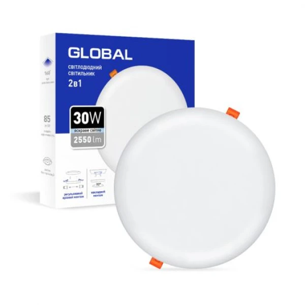 Точковий врізний-накладний LED-світильник GLOBAL SP 2in1 30W, 4100K (circle)