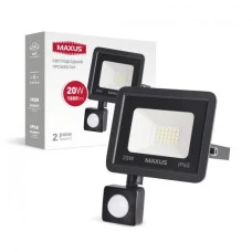 Прожектор 20W світлодіодний з датчиком руху MAXUS 5000K IP65 1-MFL-04-2050s