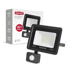 Прожектор 30W світлодіодний з датчиком руху MAXUS 5000K IP65 1-MFL-04-3050s