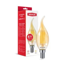Лампа світлодіодна Maxus C37 FM-T 4W 2700K 220V E14 Golden