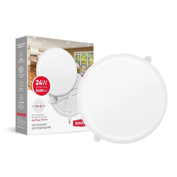 Светильник врезной светодиодный MAXUS SP Adjustable 24W 4100K Circle