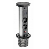 Подовжувач вбудований GTV CAMINO, індукційна зарядка, 2x роз. schuko, USB A+C 10W, 1,5 м, чорний