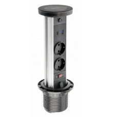 Подовжувач вбудований GTV CAMINO, індукційна зарядка, 2x роз. schuko, USB A+C 10W, 1,5 м, чорний