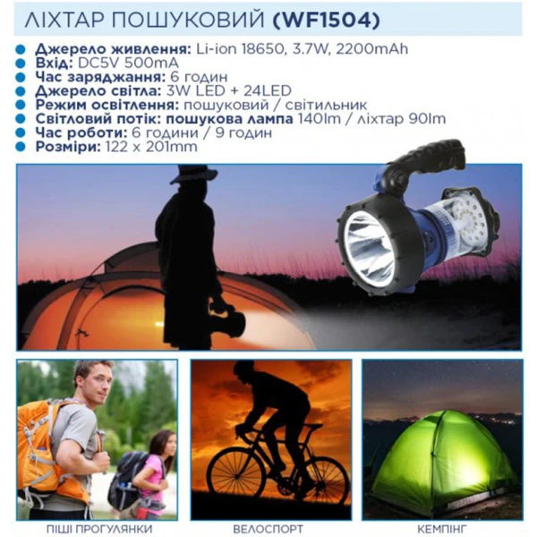Ліхтар пошуковий Westinghouse 3W WF1504 + Мicro USB кабель в комплекті