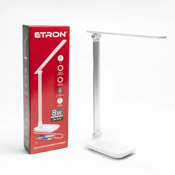 Настольная лампа 8W White-silver, 3000-6000K, ETRON 1-EDL-425