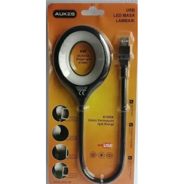 USB кільцева лампа 4W 4100K 45x8.3см чорний