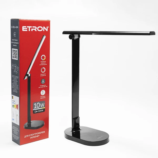 Настільна лампа 10W Black, 3000-6000K, ETRON 1-EDL-424