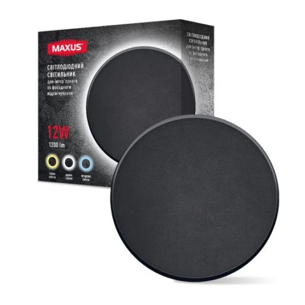 Світильник світлодіодний MAXUS MWL 12W 3CCT IP65 BL накладний Circle (1-MWL-12W-BLC)