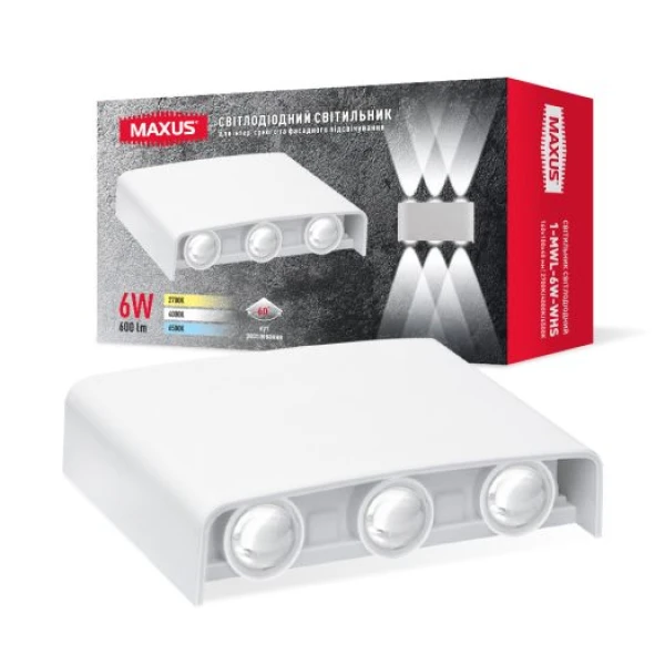 Світильник світлодіодний MAXUS MWL 6W 3CCT IP65 WH Square