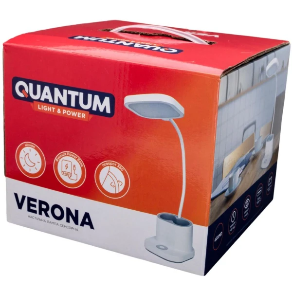 Настольная лампа с аккумулятором Quantum VERONA QM-TL1060 LED 5W 450Lm 4100К USB 5V 4000mAh с Power Bank
