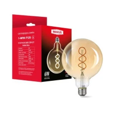 Лампа світлодіодна філаментна Maxus G125 FM 6W 2400K 220V E27 Golden Deco