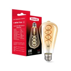 Лампа світлодіодна філаментна Maxus ST64 FM 6W 2400K 220V E27 Golden Deco