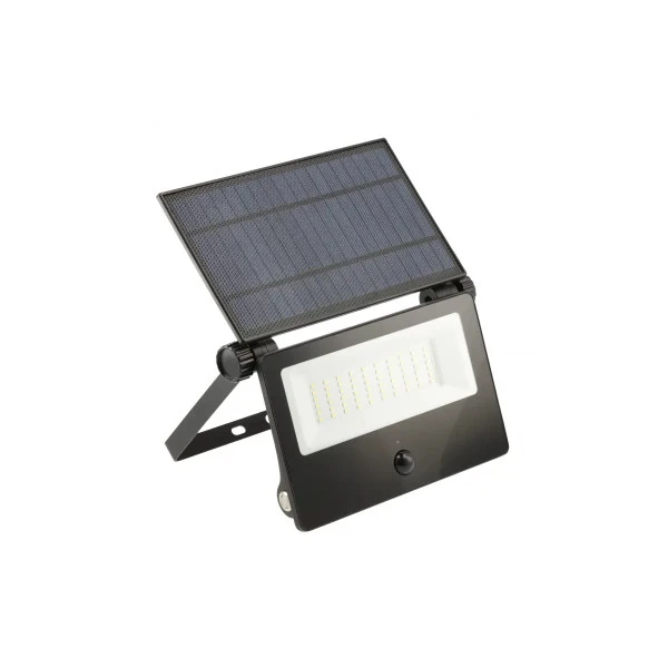 Прожектор GTV LUMOS II, датчик руху, сонячна панель, 2000Lm, 2x2600mAh, 6400K, IP65, зарядний, чорний (LD-LUMOSII-3000-64)