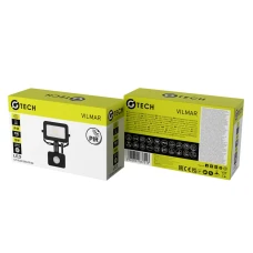 G-TECH Прожектор з датчиком руху VILMAR, LED, 10W, 900lm, 6400K, AC220-240V, чорний