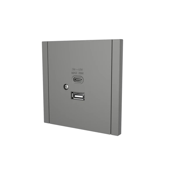 Розетка L-TEC USB+ type-C сіра (LT-F-79-G)