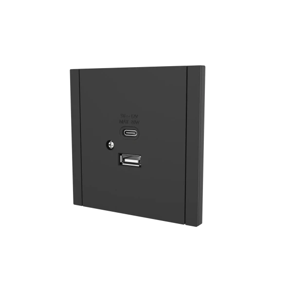 Розетка L-TEC USB+ type-C черная (LT-F-79-B)