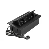 Меблева розетка GTV MULTISOFT, 2хSHUKO, USB A+C, RJ45, HDMI кабель 1.5 м, чорний