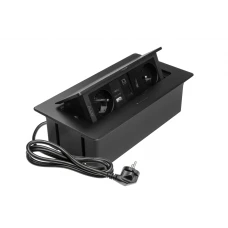Меблева розетка GTV MULTISOFT, 2хSHUKO, USB A+C, RJ45, HDMI кабель 1.5 м, чорний