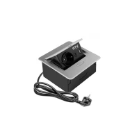 Вбудована меблева розетка GTV AVARO, 1x розетка Schuko, USB A+C, кабель 1,5 м, срібний (AE-PB1SAVA-53N)