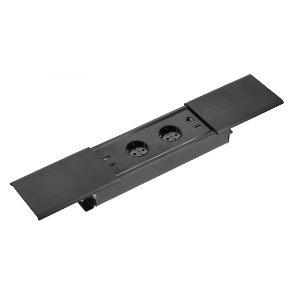 Подовжувач вбудований GTV PRESTINO, 2x роз. schuko, USB A+C, RJ45, HDMI, 1,5 м, чорний