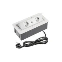 Мебельная розетка SOFT, 2хSHUKO, USB A+С, кабель 1.5 м, белый
