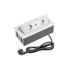 Розетка меблева GTV SOFT 2xSchuko, USB A+C, кабель живлення з вилкою, білий (AE-PBSUC2GS-10N)