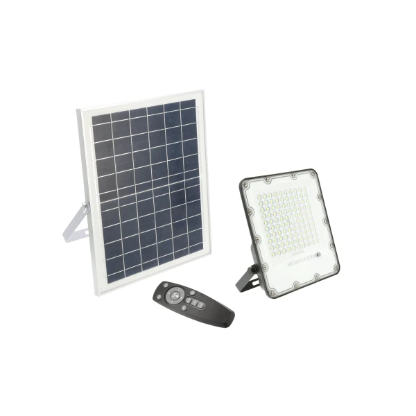 Прожектор GTV BRAVOS, сонячна панель, 100W, 6400K, IP65, 120°, на пульті (LD-BRAVOS100W-64)