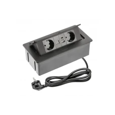 Меблева розетка GTV MULTISOFT, 2хSHUKO, USB A+C, RJ45, кабель 1.5 м, чорний